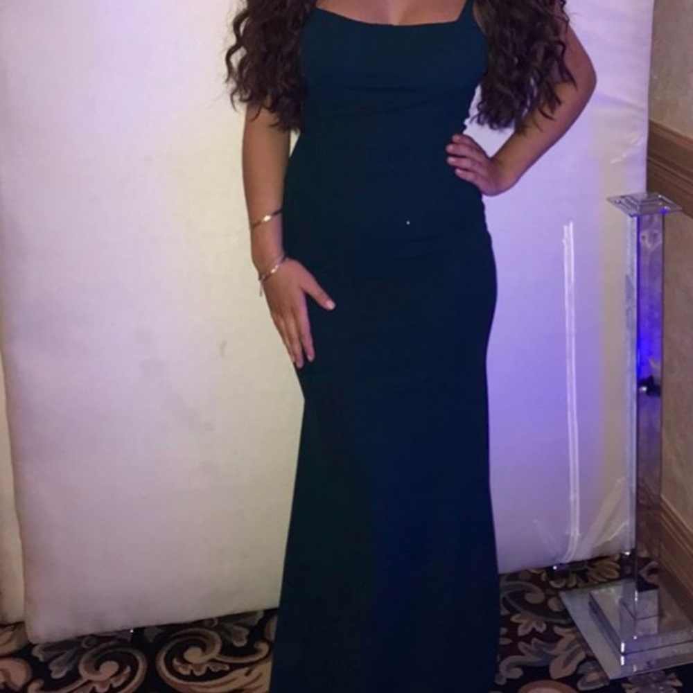 Forest green fitted maxi dress